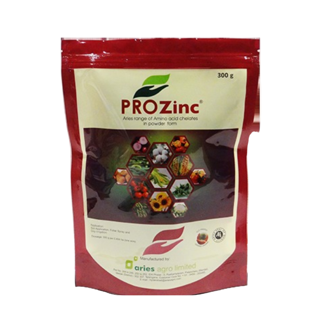 Aries ProZinc fertilizer containing amino acid–zinc chelate, used to correct zinc deficiency and promote healthy crop growth and development.