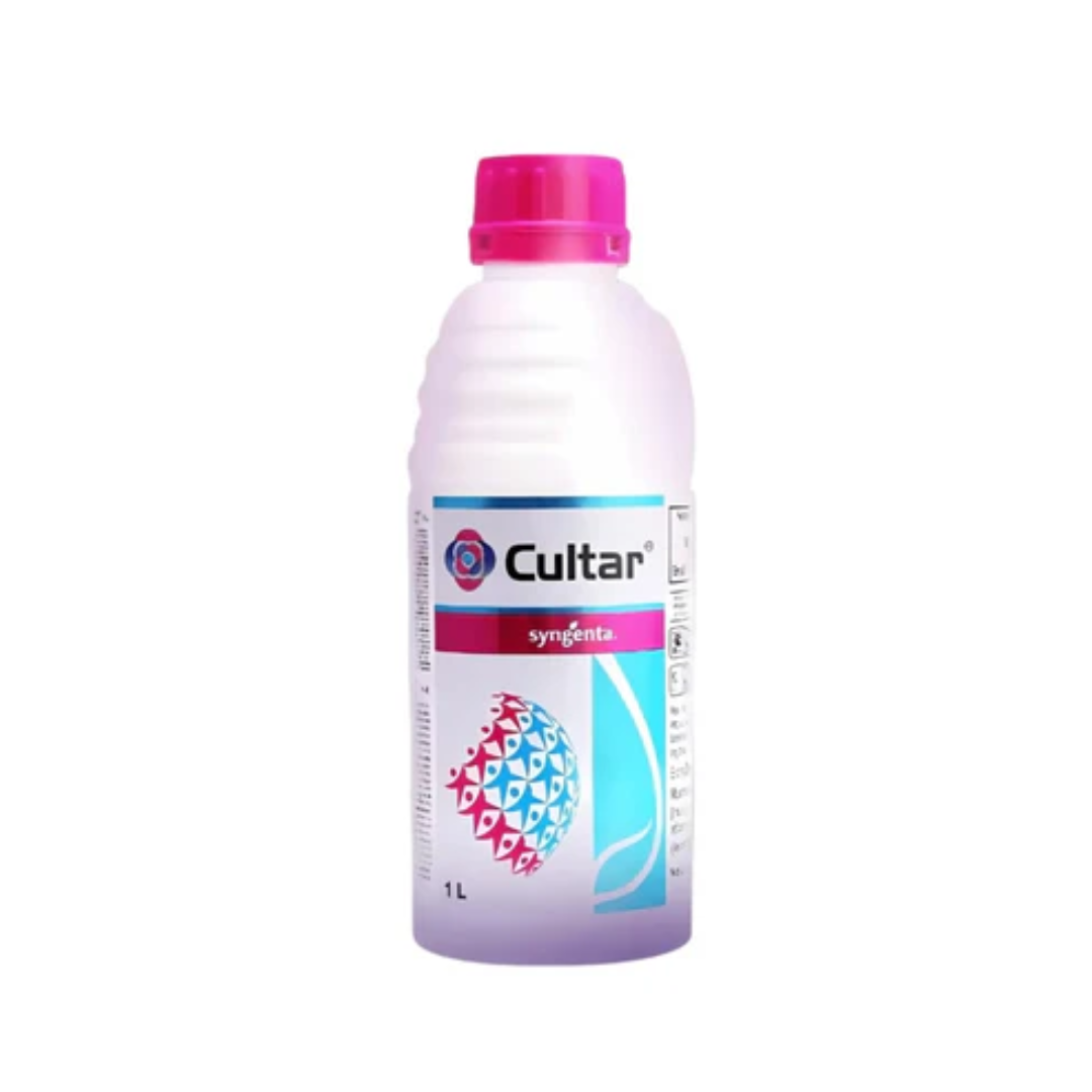 Cultar is a plant growth regulator (Paclobutrazol 23% SC) by Rallis, used to regulate plant height, enhance root development, improve flowering, and increase crop yield in fruits, vegetables, and plantation crops.