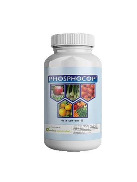 Phosphocop fungicide containing Copper Phosphonate formulation, used for controlling fungal and bacterial diseases in crops.
