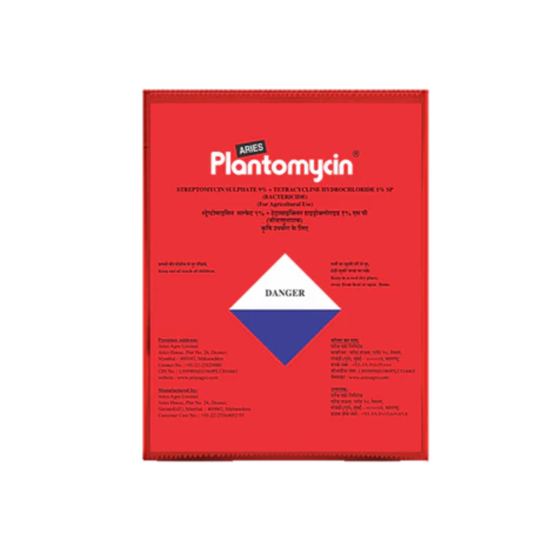 Plantomycin antibiotic bactericide containing Streptomycin sulfate 9% and Tetracycline hydrochloride 1%, used for controlling bacterial diseases in crops.