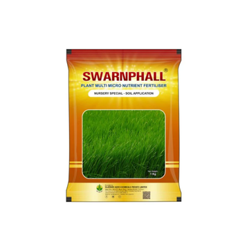 Swarnphall Nursery Special is a foliar-applied micronutrient mix with activators from Vijayashri Agro Chemicals, designed to support healthy growth and strong development of nursery plants by providing essential nutrients like Fe, Zn, Mn, Mo, B, and Cu for improved root, shoot, and leaf growth.