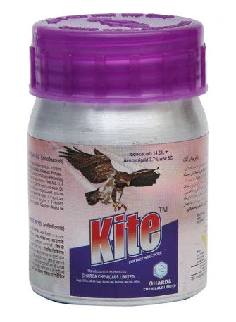 Gharda Kite insecticide bottle for effective control of agricultural pests, ensuring healthy crop protection.