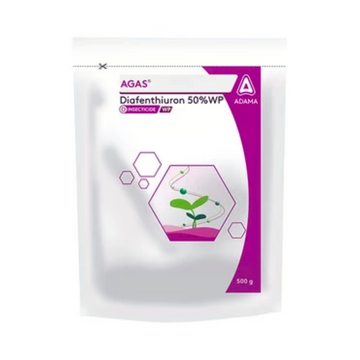 Agas insecticide containing Diafenthiuron 50% WP, effective for controlling pests in crops.