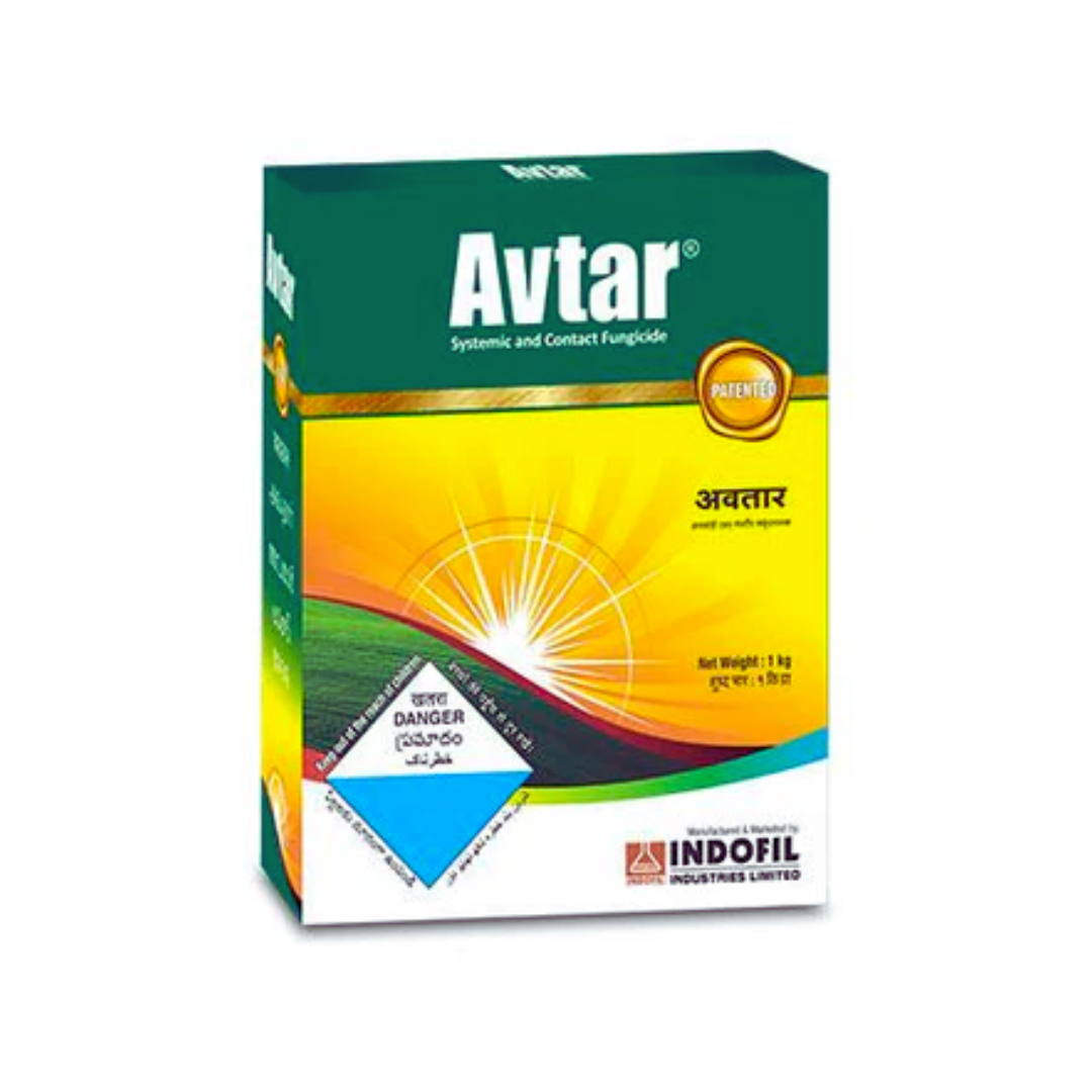 Avtar Fungicide by Indofil, a dual-action formulation with Hexaconazole 4% + Zineb 68% WP, provides systemic and contact protection against fungal diseases like blights, leaf spots, rusts, and downy mildew across crops including cereals, vegetables, fruits, and plantations.