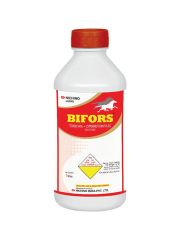 Bifors Insecticide – Dual-action EC formulation containing Ethion 40% and Cypermethrin 5% for broad-spectrum pest control in crops.