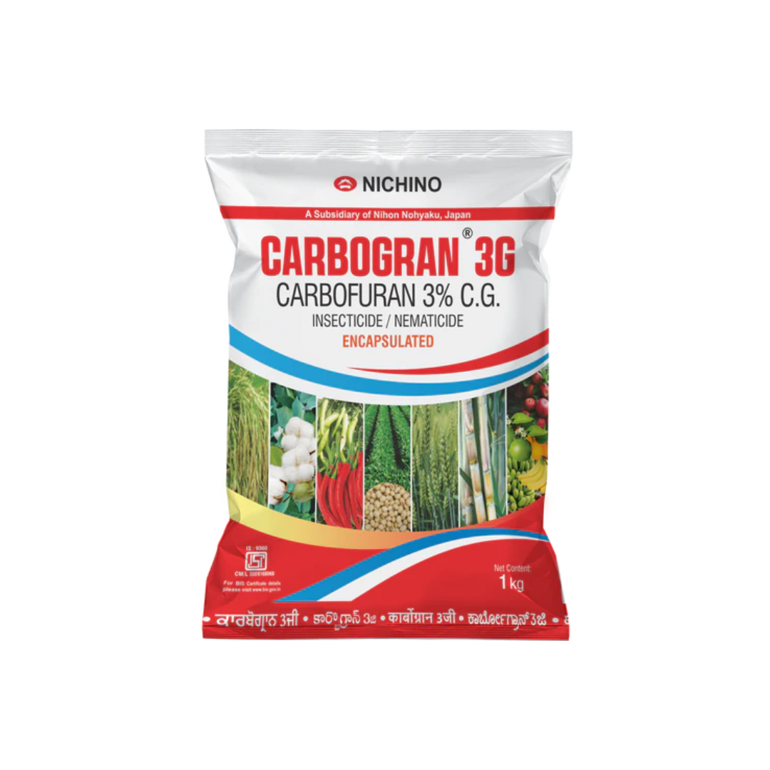 Carbogran 3G Insecticide is a granular formulation containing Carbofuran 3% CG, providing systemic and contact control of soil-borne pests, root feeders, and insects in crops like paddy, sugarcane, cotton, and vegetables.
