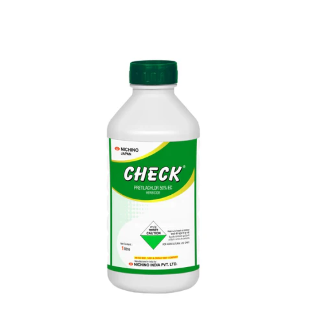 Check Herbicide is a selective systemic herbicide formulated with Pretilachlor 50% EC, designed to control a wide range of annual grasses and broadleaf weeds in paddy fields. It provides pre-emergence and early post-emergence weed control, ensuring healthy crop establishment and improved yield.
