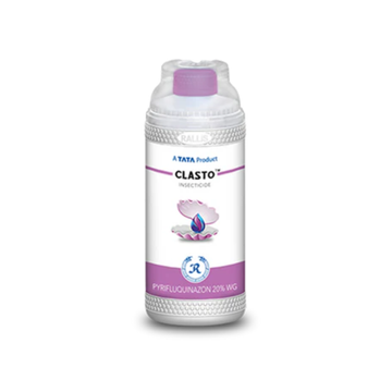 Clasto (Pyrifluquinazon 20% WG) insecticide by Rallis India, a powerful systemic formulation that controls sucking pests like whiteflies, aphids, and jassids. It works through anti-feeding action, stopping pest damage immediately while promoting healthier and more productive crops.