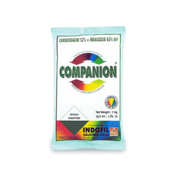 Companion Fungicide is a broad-spectrum, dual-action fungicide containing Carbendazim 12% and Mancozeb 63% WP. It provides both systemic and contact protection against a wide range of fungal diseases in crops like wheat, paddy, potato, tomato, and vegetables, promoting healthy growth and higher yields.