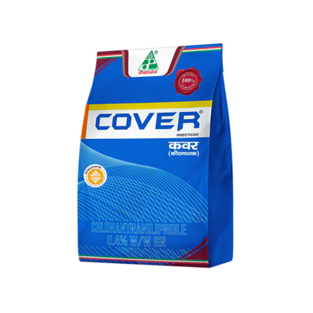Cover Gr Insecticide – Chlorantraniliprole 0.4% granules from Dhanuka, effective for controlling lepidopteran pests in crops through systemic and contact action.
