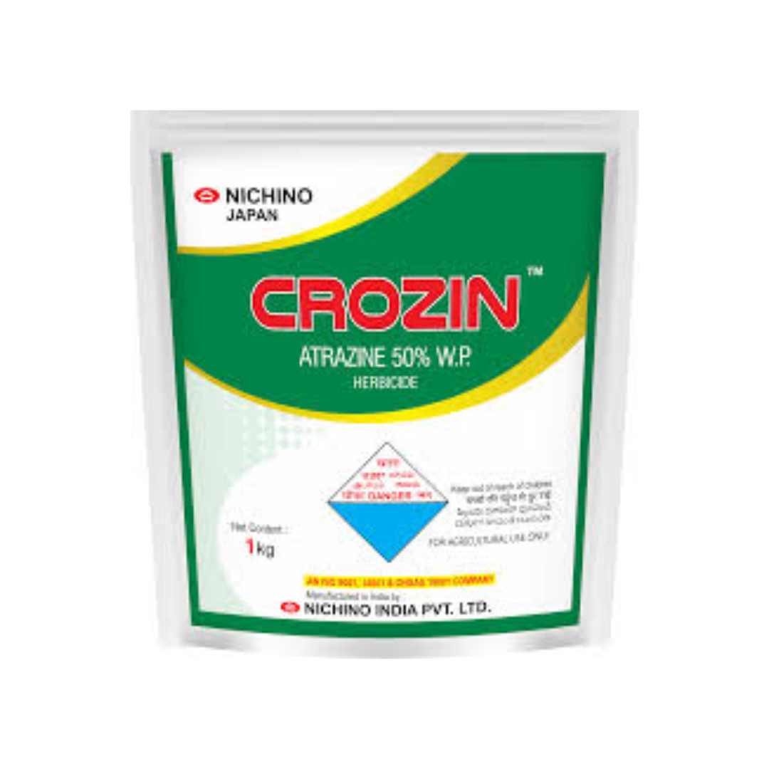 Crozin Herbicide is a selective herbicide containing Atrazine 50% WP, designed to control broadleaf weeds and grassy weeds in crops like maize, sugarcane, and sorghum. It works through systemic action, providing long-lasting weed control and improved crop yield.