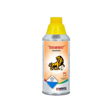 Dammu Insecticide bottle – containing Propargite 50% + Bifenthrin 5% SE. A dual-action insecticide and acaricide providing fast contact and residual control of mites, thrips, and other sucking pests, suitable for crops like cotton, vegetables, and fruits, ensuring healthier plants and improved yield.