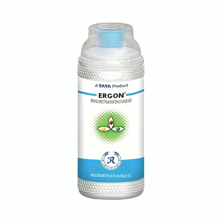 Ergon fungicide bottle with clear label showing brand and usage instructions, designed for controlling fungal diseases in agricultural crops