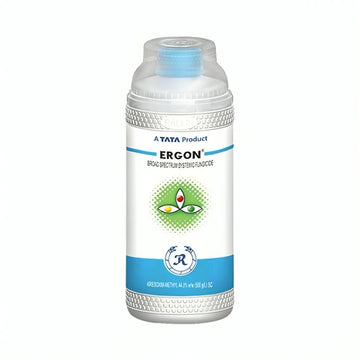 Ergon fungicide bottle with clear label showing brand and usage instructions, designed for controlling fungal diseases in agricultural crops
