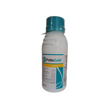 Folio Gold fungicide with Metalaxyl-M 3.3% and Chlorothalonil 33.1% for broad-spectrum disease control in crops.