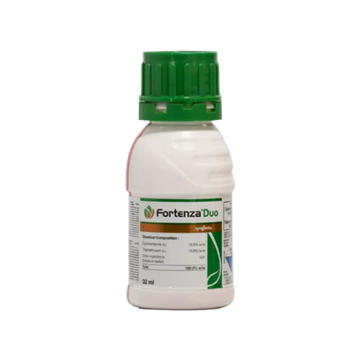 Fortenza Duo Insecticide by Syngenta, containing Cyantraniliprole 19.8% + Thiamethoxam 19.8%, formulated to provide broad-spectrum control of chewing and sucking pests in various crops with fast action and systemic protection.