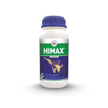 Himax Insecticide by IIL, formulated with Glufosinate Ammonium 13.5% SL, is a non-selective, systemic herbicide providing rapid knockdown of grassy and broadleaf weeds, safe for crops like cotton and tea, with fast action and environmental safety.