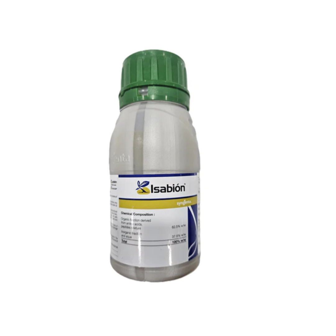 Isabion Biostimulant by Syngenta, a liquid formulation containing amino acids and a mixture of peptides, enhances plant growth, stress tolerance, and overall crop vigor, supporting healthier development and improved yield.