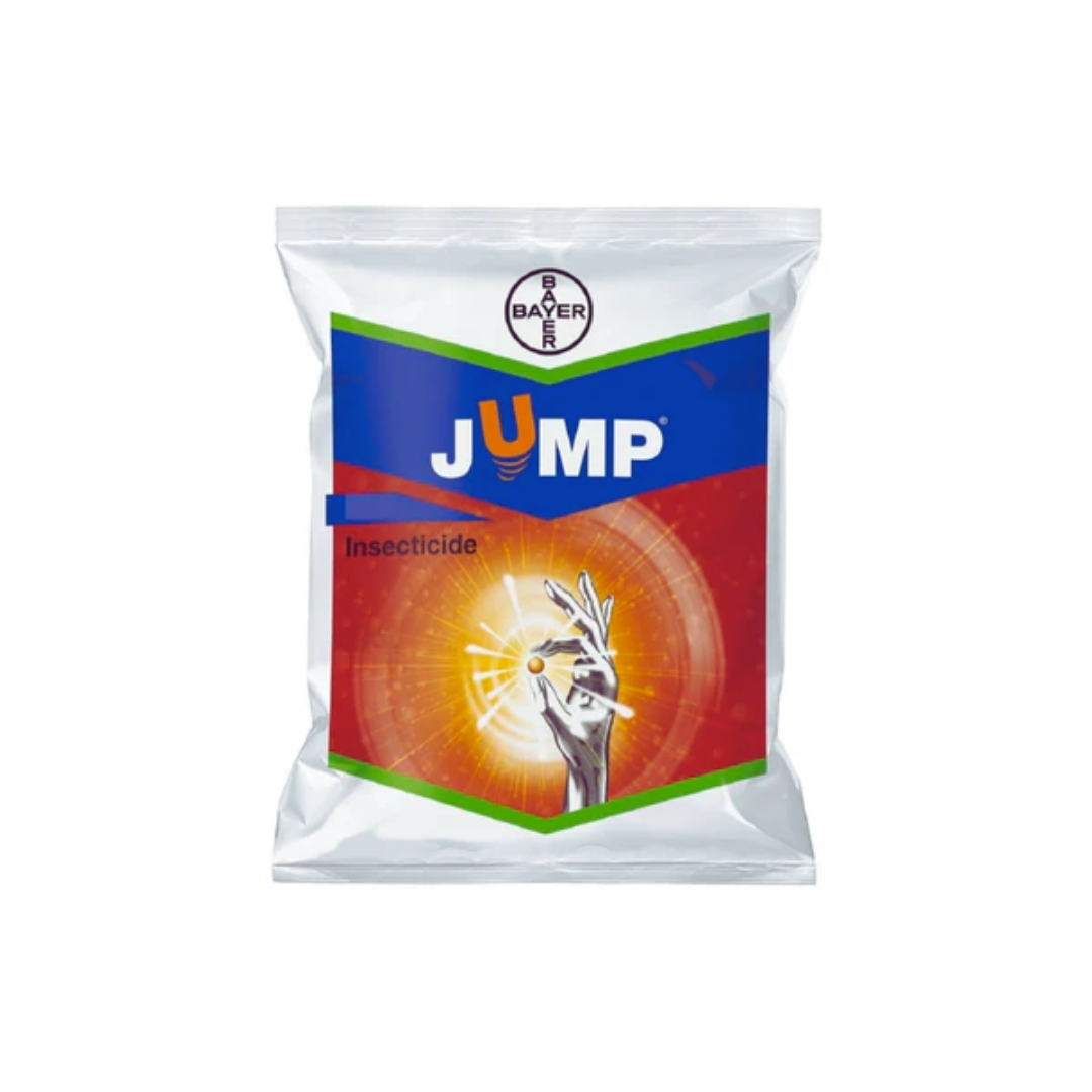 Jump insecticide pack displaying formulation — Fipronil 80% WDG — a water-dispersible granule used for effective soil and seed treatment, controlling pests like termites, stem borers, and root grubs in crops for healthier plants and higher yields.