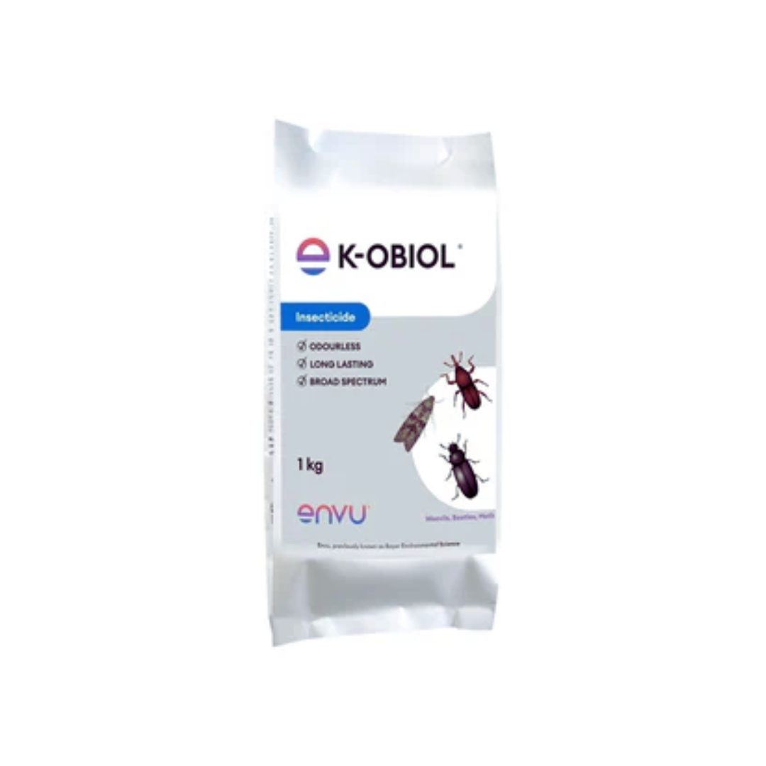 K-Obiol is a broad-spectrum insecticide containing Deltamethrin (25 g/L) and Piperonyl Butoxide (225 g/L), designed for effective control of household and storage pests, offering fast knockdown and long-lasting protection.