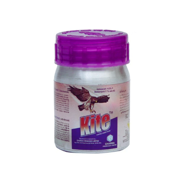 Kite Insecticide bottle – formulated with Indoxacarb 14.5% + Acetamiprid 7.7% w/w SC. A dual-action insecticide providing effective control against sucking and chewing pests like bollworms, aphids, and jassids, ensuring healthier crops and improved productivity.