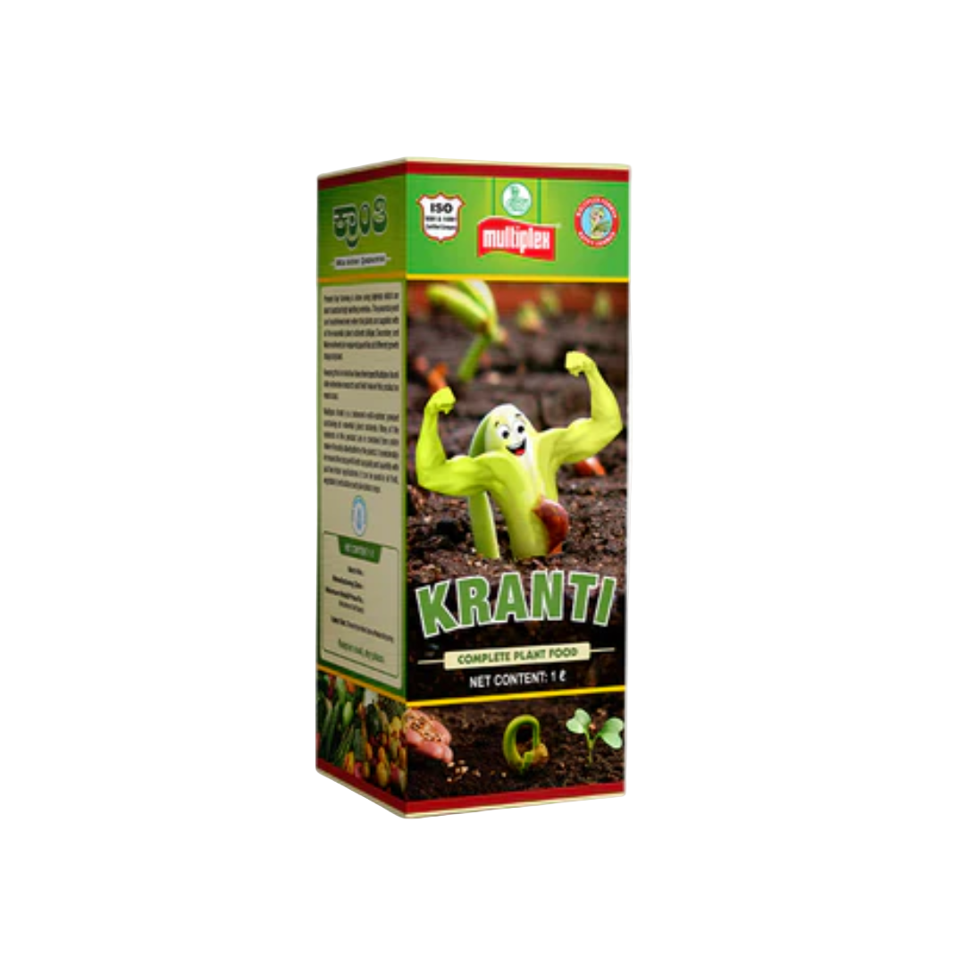 Kranthi Micro Nutrient Fertilizer is a multi-nutrient plant growth promoter designed to enhance crop health and yield by providing essential micronutrients, improving nutrient uptake, and supporting overall plant growth and vitality.