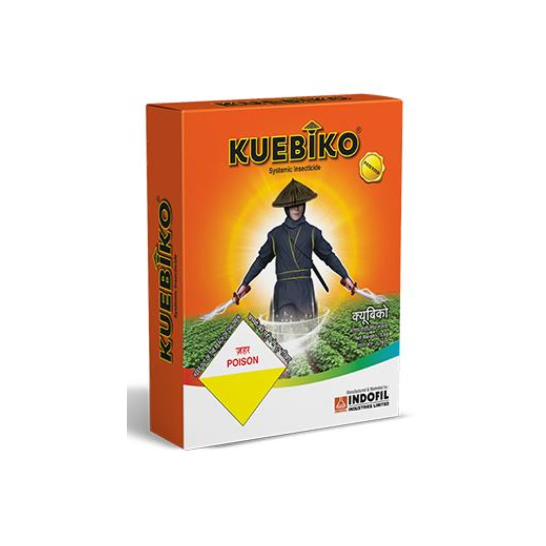 Kuebiko insecticide combining Diafenthiuron 48% and Dinotefuran 8% WG for broad-spectrum control of sucking pests and mites in crops like cotton, chilli, vegetables, and fruits.