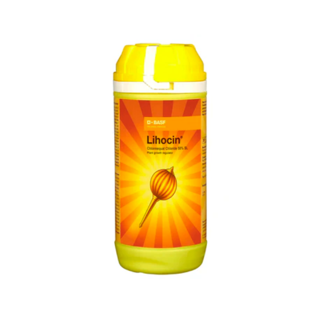 Lihocin plant growth regulator containing Chlormequat Chloride 50% SL, used to regulate plant height and improve crop yield.