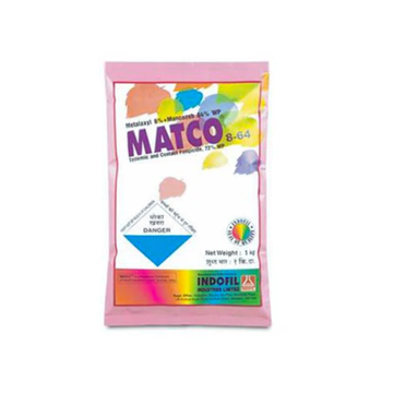 Matco-Fungicide packet – containing Metalaxyl-M 4% + Mancozeb 64% WP. A broad-spectrum protective and systemic fungicide effective against diseases like downy mildew, blights, and leaf spots in crops such as vegetables, fruits, and cereals, promoting healthy plant growth and higher yield.