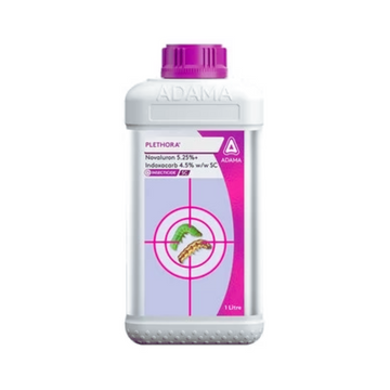 Plethora Insecticide – Novaluron 5.25% + Indoxacarb 4.5% formulation providing effective control of lepidopteran pests in cotton and vegetable crops.