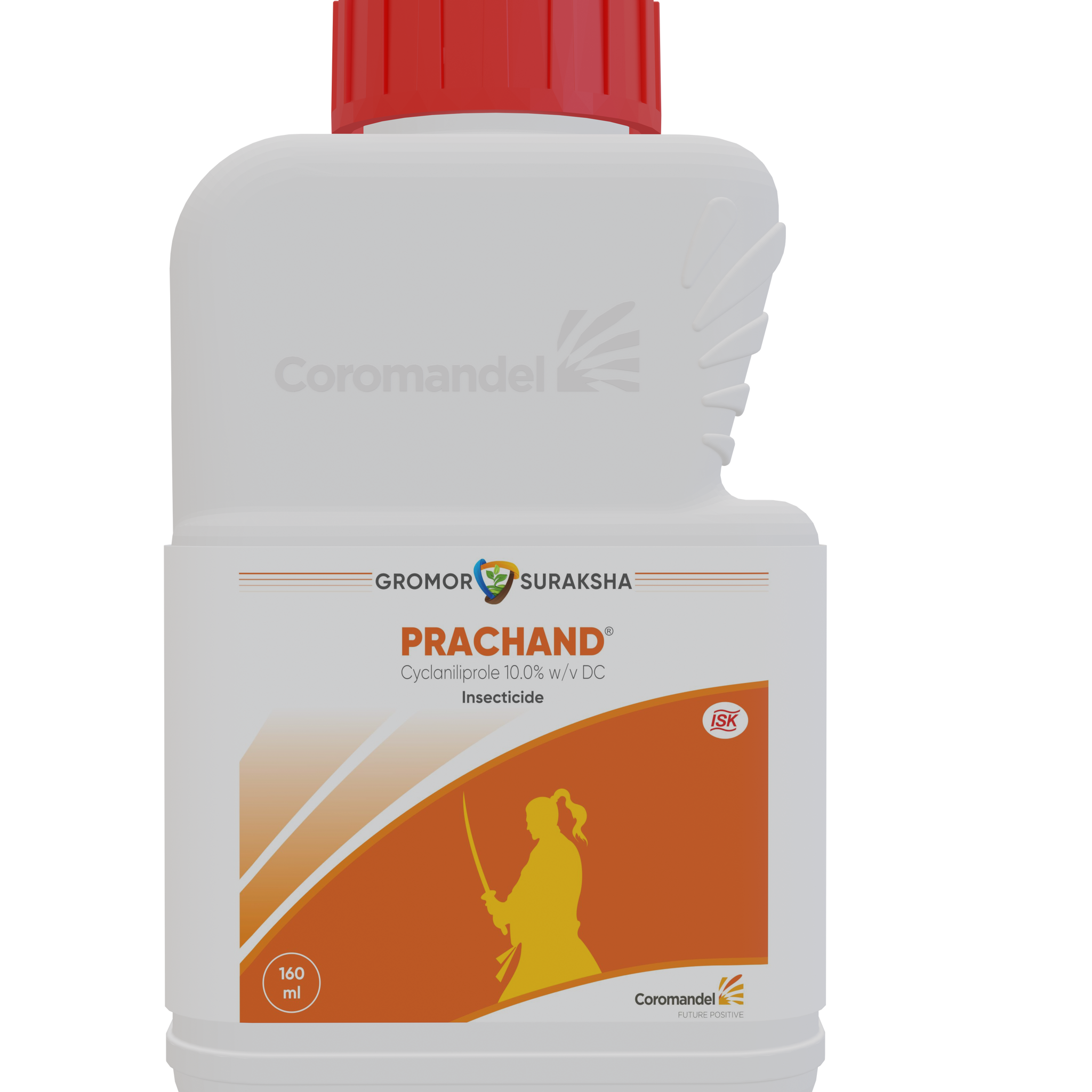Coromandel Prachand Cyclaniliprole 10% DC insecticide bottle for paddy, controls stem borer and leaf folder, improves crop health