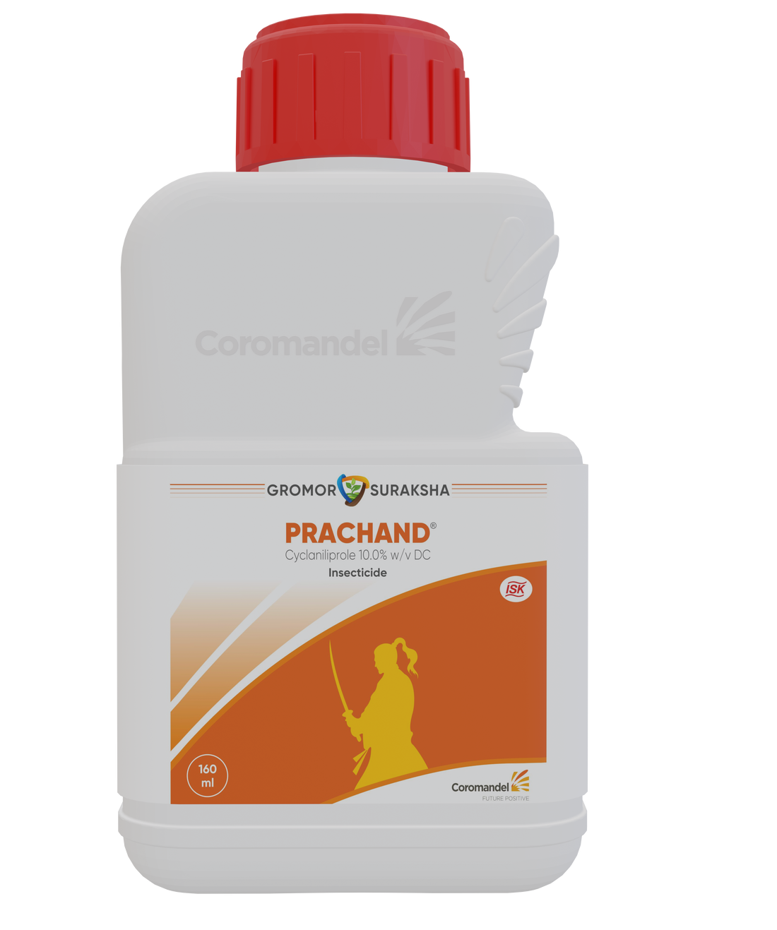 Coromandel Prachand Cyclaniliprole 10% DC insecticide bottle for paddy, controls stem borer and leaf folder, improves crop health