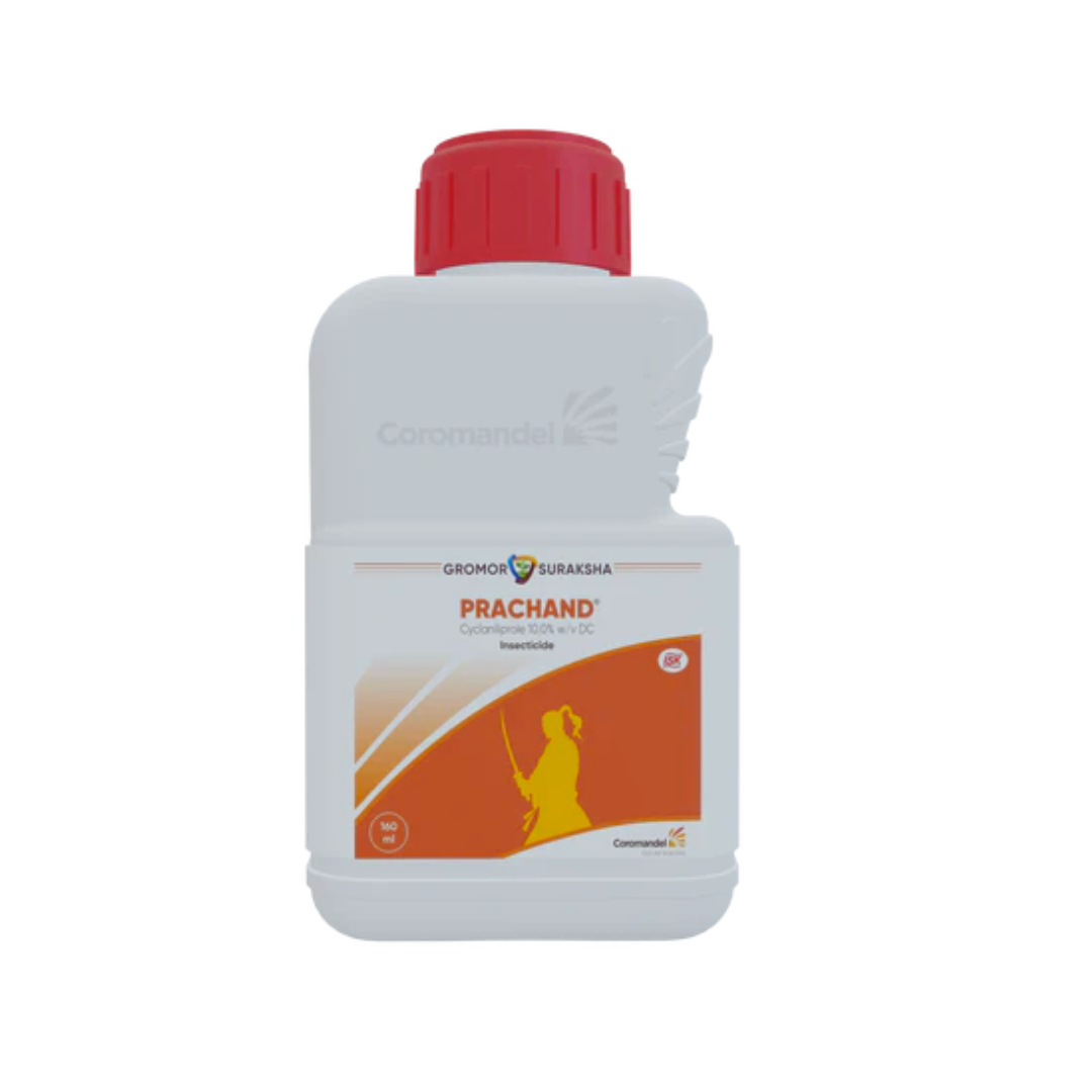 Prachand Cyclaniliprole 10% w/v DC is an anthranilic diamide insecticide providing targeted control of chewing pests in crops with systemic and contact action.