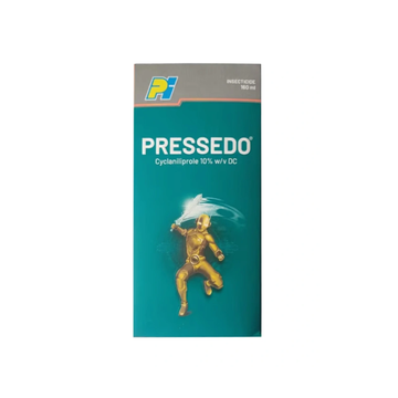 Pressedo insecticide (Cyclaniliprole 10% w/v DC) for controlling lepidopteran pests in crops, providing targeted, long-lasting protection.
