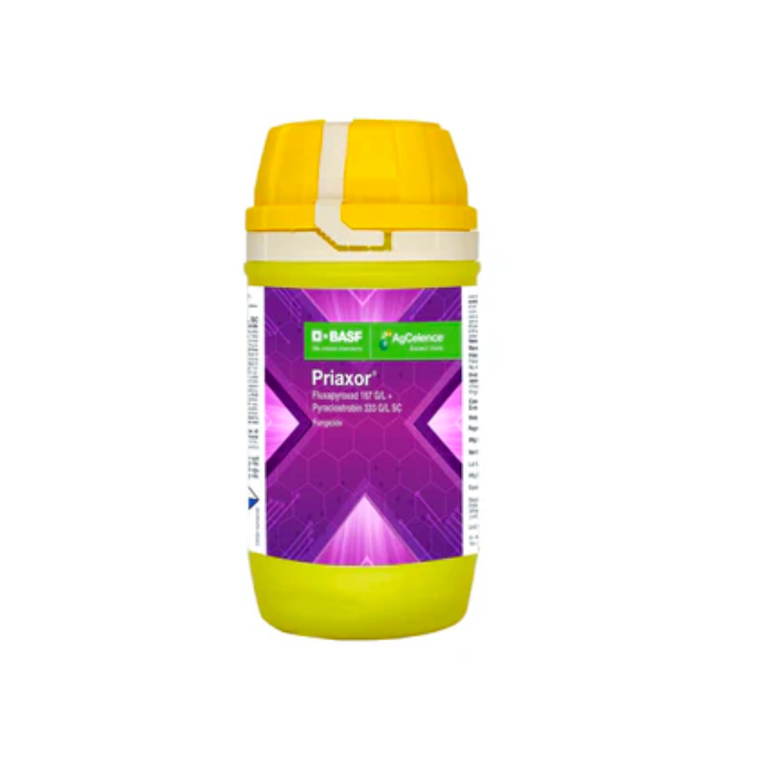 Priaxor fungicide containing Fluxapyroxad 167 g/L and Pyraclostrobin 333 g/L, used for broad-spectrum control of fungal diseases in crops.