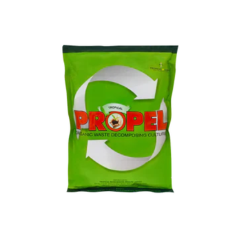 "Propel Decomposer is an organic waste decomposing culture that accelerates the breakdown of farm and garden organic residues, improving soil health and nutrient availability for crops."