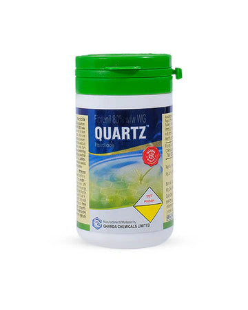 Quartz Insecticide bottle – formulated with Fipronil 80% w/w WG. A highly effective broad-spectrum insecticide offering long-lasting control against soil and foliar pests like termites, stem borers, and root grubs, ensuring strong crop protection and enhanced productivity.