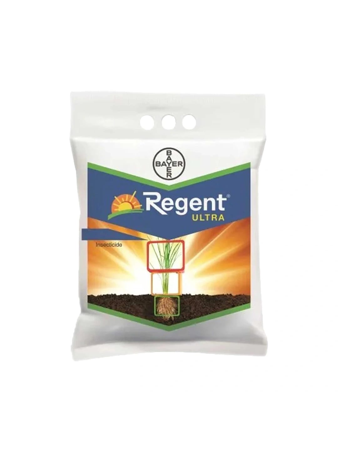 Regent Ultra insecticide pack displaying formulation — Fipronil 0.6% GR — a granular soil insecticide used for effective control of stem borers, root grubs, and other soil pests in crops like paddy and sugarcane, ensuring healthy root growth and better yield.