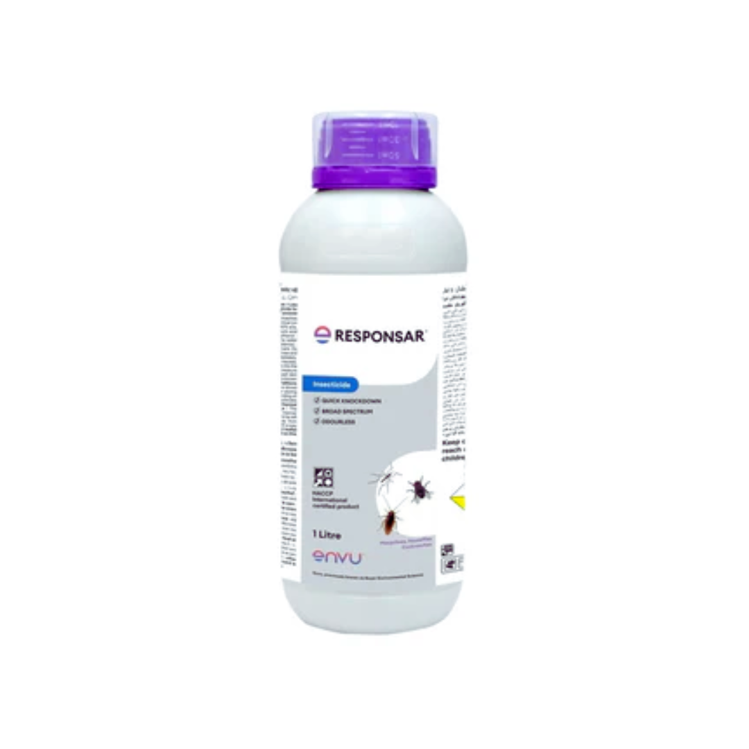 Responsar SC insecticide bottle containing Beta-cyfluthrin 2.45% SC, a broad-spectrum systemic and contact insecticide for controlling sucking and chewing pests in crops.