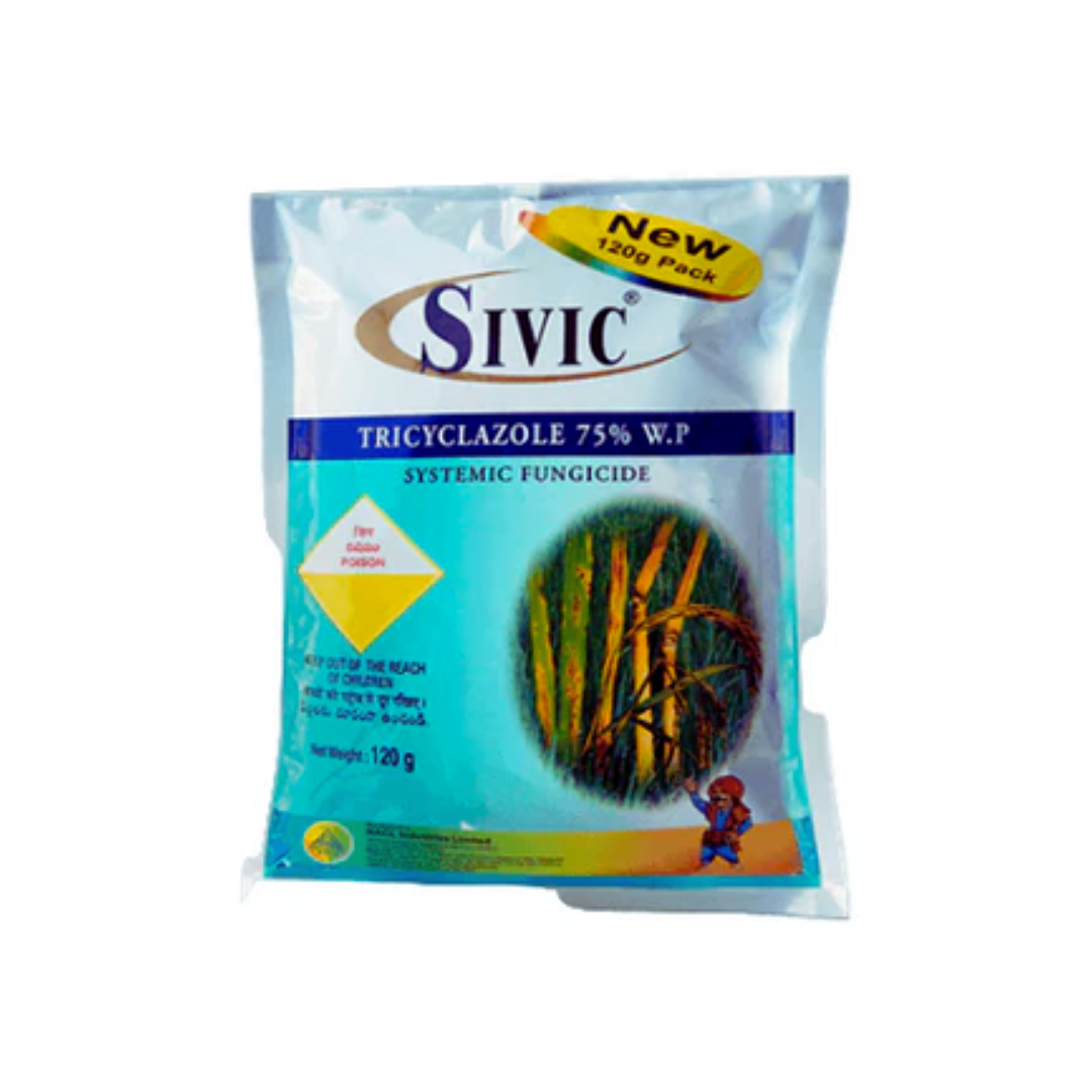 "Sivic Tricyclazole 75% WP fungicide – systemic wettable powder for effective control of rice blast and other fungal diseases, promoting healthy crop growth and yield."