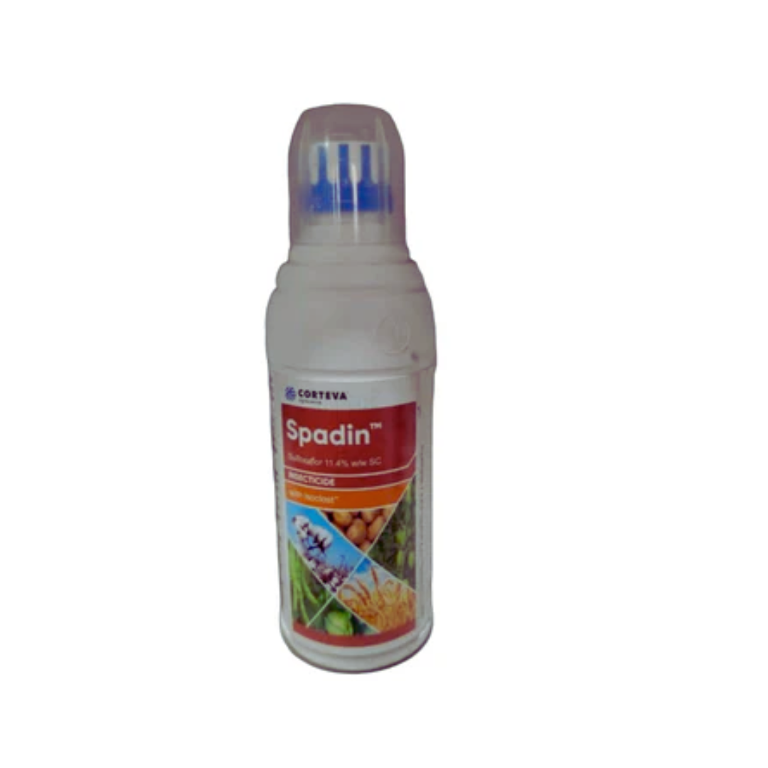 Spadin Insecticide – Sulfoxaflor 11.7% SC by Corteva, a systemic and contact insecticide designed for effective control of sap-sucking pests such as aphids, whiteflies, and leafhoppers in crops like cotton, vegetables, and fruits.