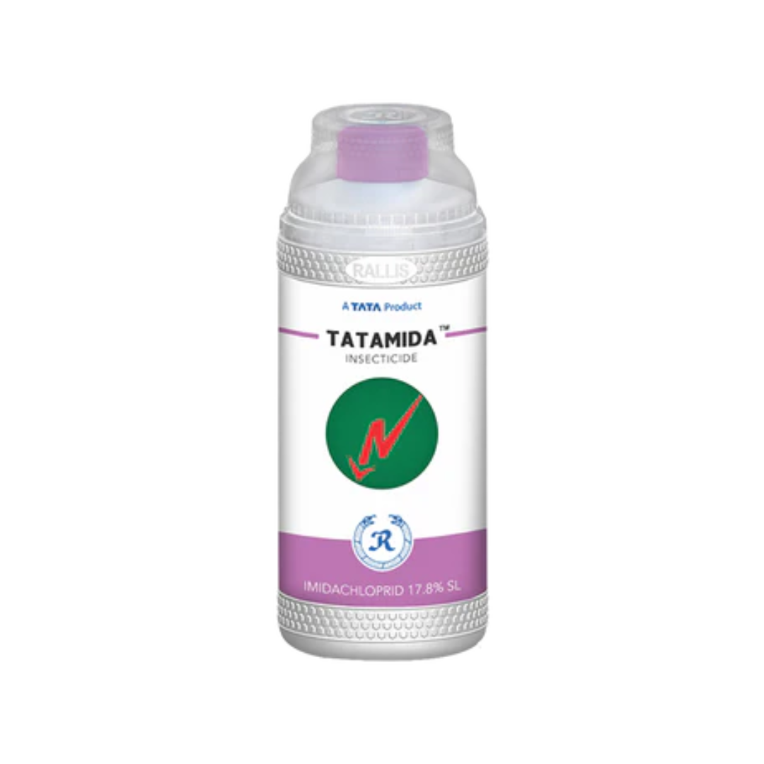 Tata Mida is a systemic insecticide (Imidacloprid 17.8% SL) by TATA, effective against sucking pests like aphids, whiteflies, thrips, and hoppers in crops such as cotton, rice, vegetables, and pulses. It works via foliar and soil application, offering long-lasting protection and supporting integrated pest management.