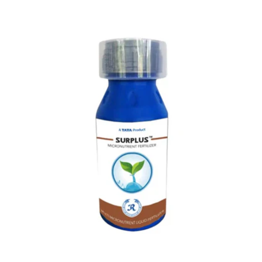 Tata Surplus Micro Nutrient – Chelated micronutrient blend for balanced crop nutrition, improving growth, yield, and plant health across various crops.