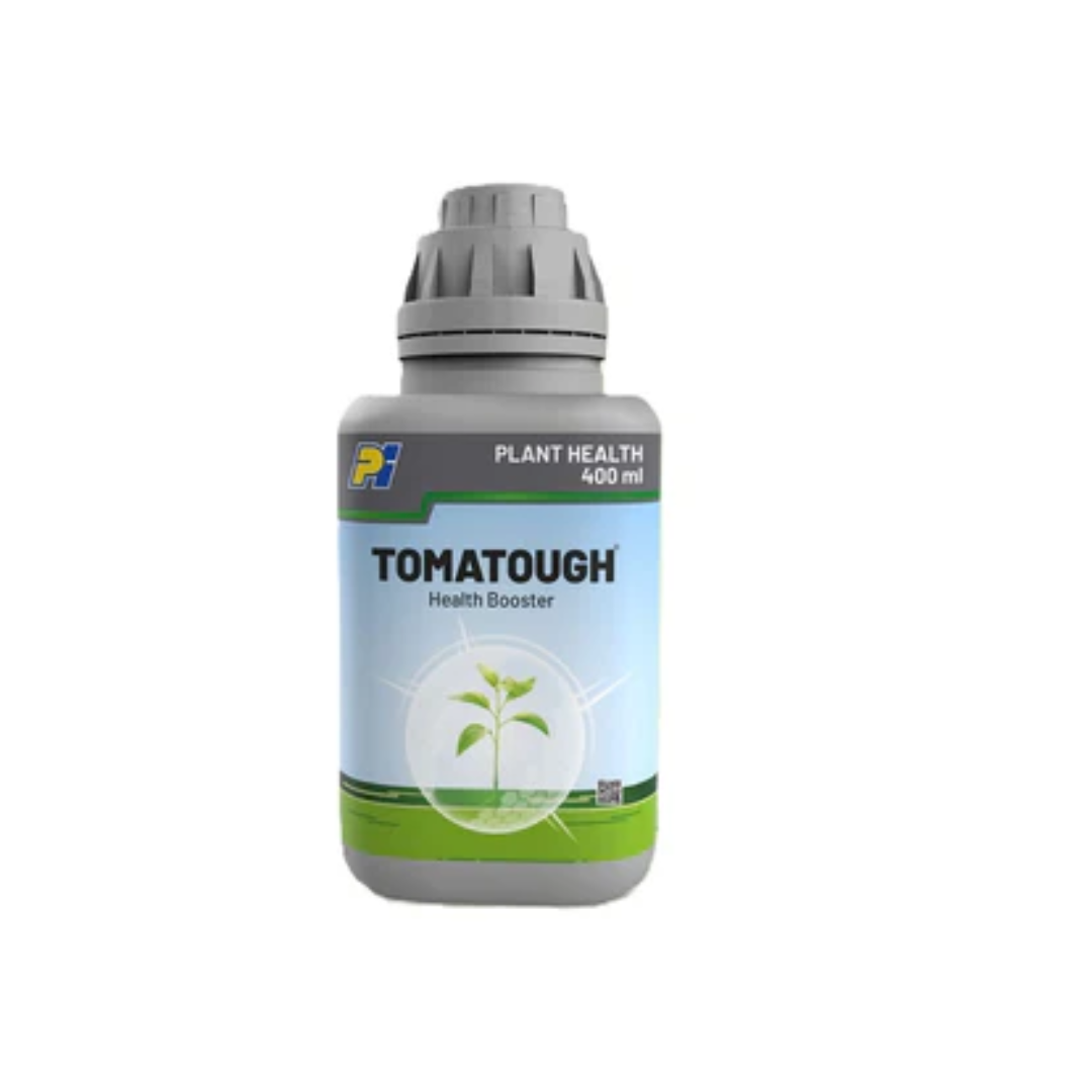 "Tomatough plant biostimulant containing Red Seaweed Extract (Ascophyllum nodosum), promoting healthy growth, stress tolerance, flowering, and fruit quality in crops."