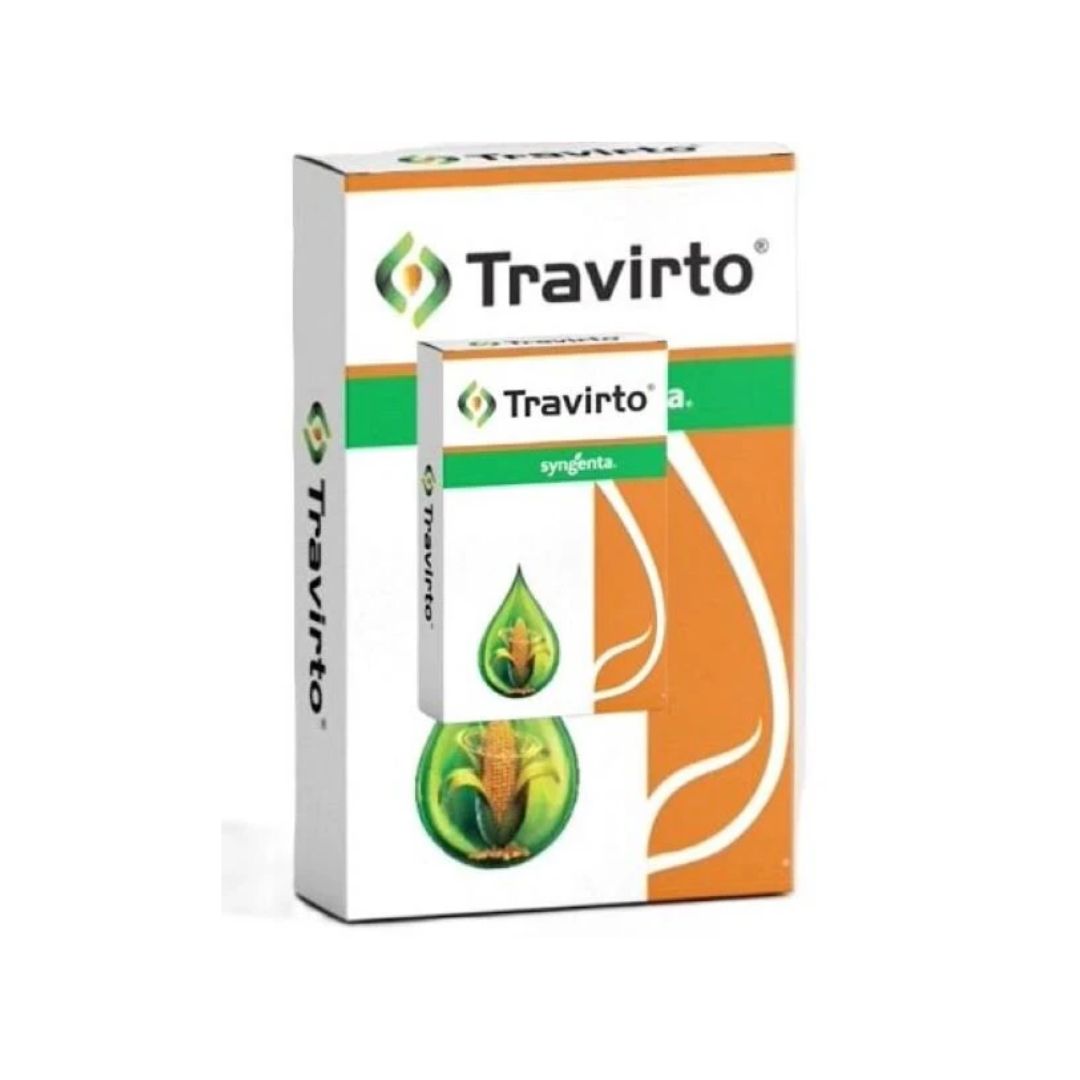 “Travirto Herbicide Tembotrione 34.4% w/w SC bottle pack for post-emergence weed control in maize – Bayer crop protection product.”