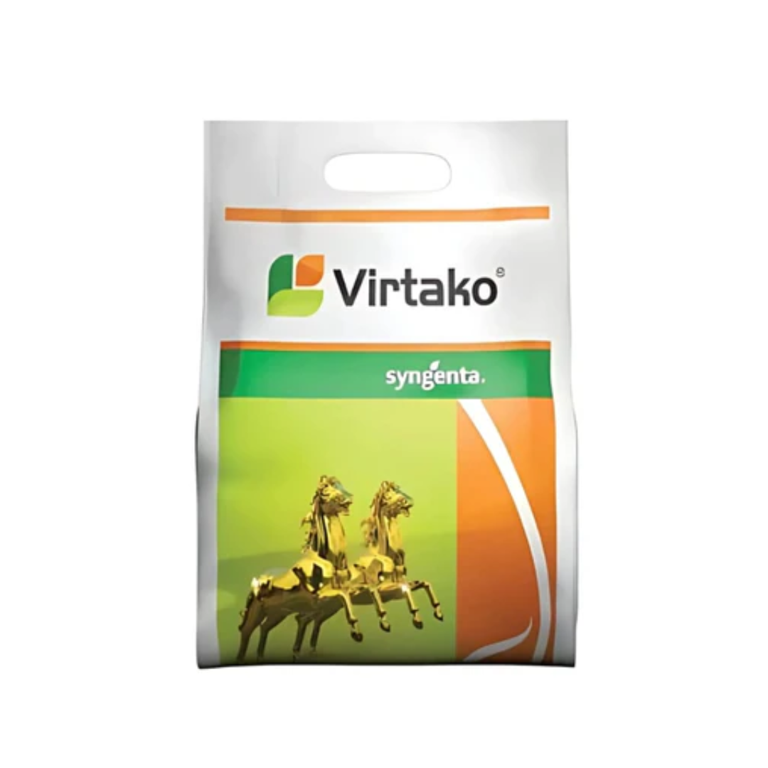 Virtako is a granular insecticide combining Thiamethoxam 1% and Chlorantraniliprole 0.5%, providing broad-spectrum control of soil-dwelling and foliar pests in crops.
