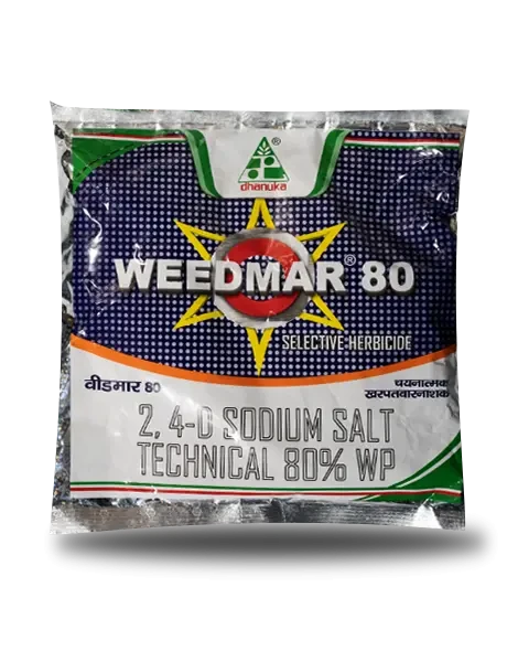 Weedmar 80 herbicide 2,4‑D sodium salt 80% WP – 500 g bag with label, systemic broadleaf weed control for maize, wheat, sugarcane.