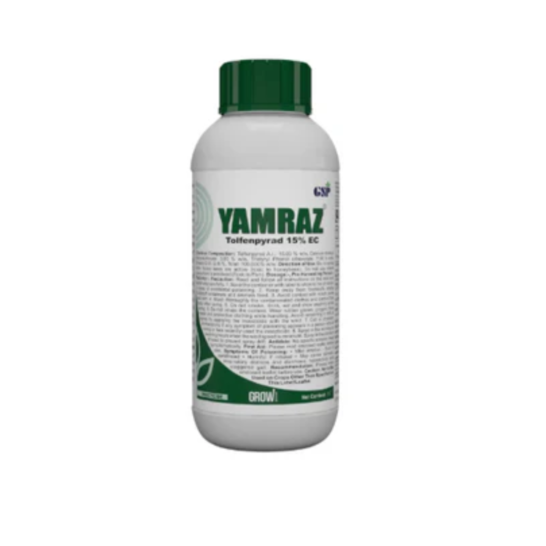 Yamraz is a foliar insecticide containing Tolfenpyrad 15% EC, providing fast-acting control of chewing and sucking pests in various crops.