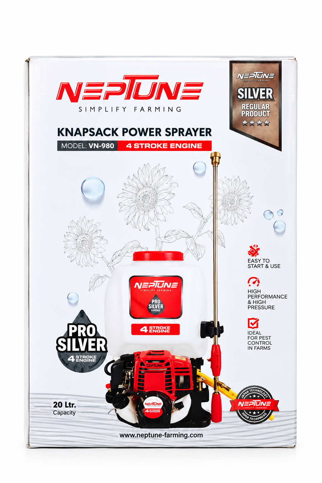 Neptune knapsack power sprayer 4-stroke engine