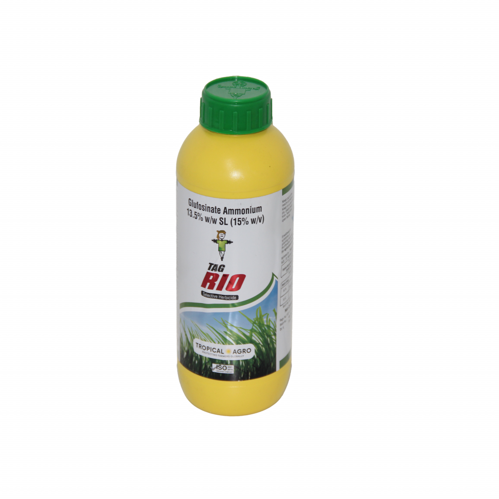 Tag Rio herbicide by Tropical Company bottle for targeted weed control in tropical crops, promoting healthy plant growth.